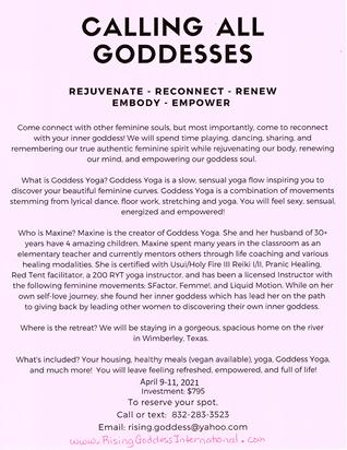 Rising Goddess Retreat Backpage