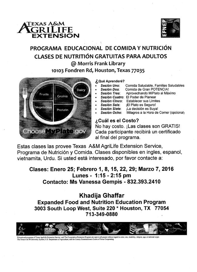 FREE Adult Nutrition Classes Monday Afternoon in February 2016